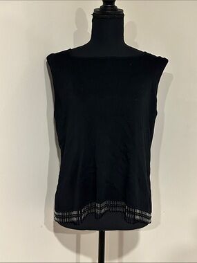 *REQUIREMENTS* Vintage Black Sleeveless Tank Top w/ Beaded Hem Size Large